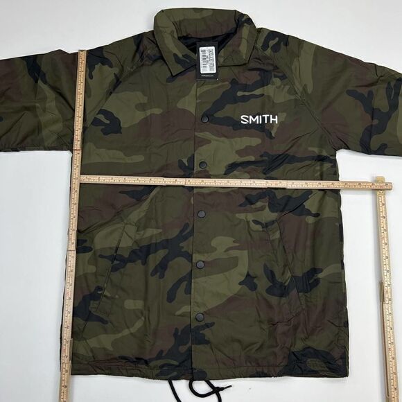 NWT Smith Men US S Olive Camo Coaches Jacket Snap Front Windbreaker | $200 - Picture 10 of 12